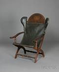 Federal Mahogany Inlaid Carved Slingseat Campeachy Armchair