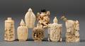 Seven Carved Ivory Snuff Bottles