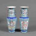 Pair of Canton Enamel on Copper Vases