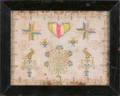 Exquisite silk on linen love token dated 1800