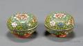Pair of Perking Enamel Round Covered Boxes