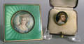 Miniature watercolor portrait with guilloch and sterling frame