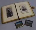 Late Victorian Embossed Leather Portrait Cabinet Card Photo Album and Two Glass Slides