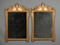 Pair of Louis XVI Style Gilt and Painted Wood and Gesso Mirrors