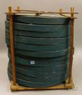 Bluepainted Wooden Stacked Firkin Lids in a Rack