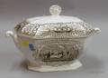 Brown Transfer Printed Staffordshire Covered Soup Tureen
