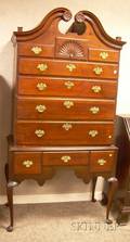 Queen Anne Carved Walnut and Cherry Bonnettop Highboy