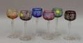 Six Bohemian Overlay Glass Stems