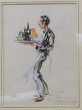 Framed Ink and Gouache on Paper The Server by Nancy A Dyer American b 1903