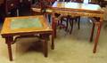 Asian Stoneinset Wooden Low Table and a Chinese Carved Wooden Wine Table