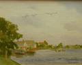 Framed Oil on Canvasboard View of Westport Harbor Massachusetts
