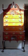 Chippendalestyle Carved Cherry TwoPart Highboy