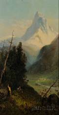 Continental School 19th Century Valley Village and the Matterhorn