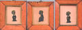 Set of three American watercolor silhouettes mid 19th c