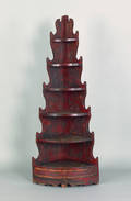 New England painted pine corner shelf early 19th c