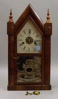 Mahogany Sharp Gothic or Steeple Clock by EN Welch