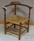 Country Pine and Maple Roundabout Chair with Woven Rush Seat