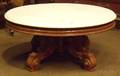 Victorian Renaissance Revival Oval Marbletop Carved Walnut Low Table