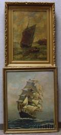 Lot of Two Framed Ship Scenes