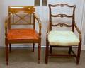 Chippendale Upholstered Ribbonback Armchair and a Regencystyle Leather Upholstered Mahogany Armchair