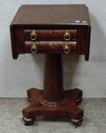 Classical Mahogany and Mahogany Veneer Dropleaf TwoDrawer Pedestalbase Work Table
