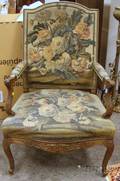 Louis XV Style Floral Tapestry Upholstered Carved Beechwood Armchair