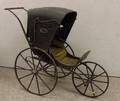 19th Century Painted Wood and Iron Threewheel Stroller with Oil Cloth Canopy