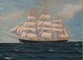 Framed 20th Century American School Oil on Canvas Portrait of the Clipper Ship Cutty Sark