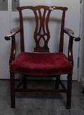 Chippendale Upholstered Carved Mahogany Knuckle Armchair