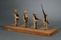 Carved and Painted Soldiers Drill Wooden Sculpture