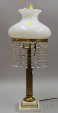 Brass and Marble Lamp with Prisms