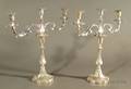 Pair of English Silverplate Three Light Convertible Candelabra
