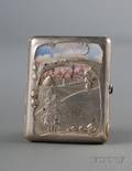 Russian Silver Enamel and Stoneset Cigarette Case