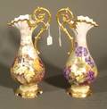 Pair of Limoges Porcelain Handpainted Ewers