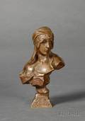 Villanis Art Nouveau Bronze Bust of a Lady