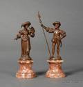 Pair of Bronze Figures of a Cavalier and Lady