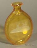 Bohemian Etched Amber Glass Flask