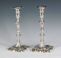 Matched pair of Georgian silver candlesticks ca 17621763 and 17741775