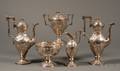 Four Piece Kirk Silver Repousse Tea Set and Associated Footed Bowl