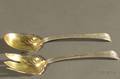 Pair of Tiffany  Co Sterling Acid Etched Lap Over Edge Salad Servers