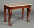 William IV Carved Mahogany and Marbletop Side Table
