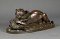 AntoineLouis Barye French 17961875 Monumental Bronze Figure of a Tiger Devouring a Gavial Un Tigre De