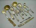 Large Gorham Sterling Silver Ladle with Gold Wash and Ten Silver Plated Items