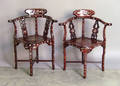 Two Chinese mother of pearl inlaid armchairs