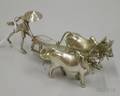800 Silver Figure of an Asian Farmer with Two Water Buffalo
