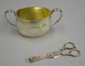 Victorian Silver Open Sugar and a Pair of Silver Shellform Sugar Nips
