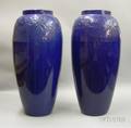 Pair of Art Pottery Cobalt Blue Glazed Floor Vases