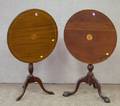 Chippendalestyle Inlaid Carved Mahogany Tilt Dishtop Table and a Federalstyle Inlaid Mahogany Veneer Tilttop Stand