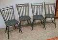 Set of Four Greenpainted Windsor Thumbback RodBack Side Chairs