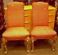 Pair of Queen Anne Style Upholstered Carved Walnut Side Chairs